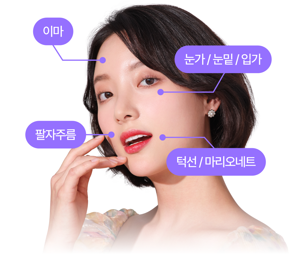 눈가 / 눈밑 / 입가, 이마주름, 팔자주름, 턱선 / 마리오네트